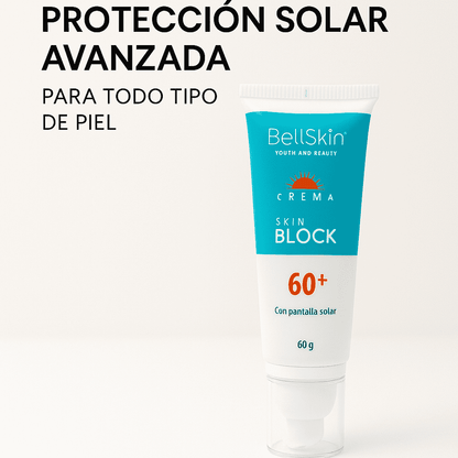 BLOQUEADOR SOLAR SKIN BLOCK  SPF 60  con Vitamina E CON COLOR